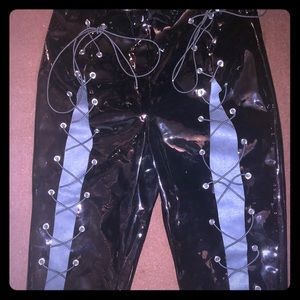 Missguided lace up vinyl trousers